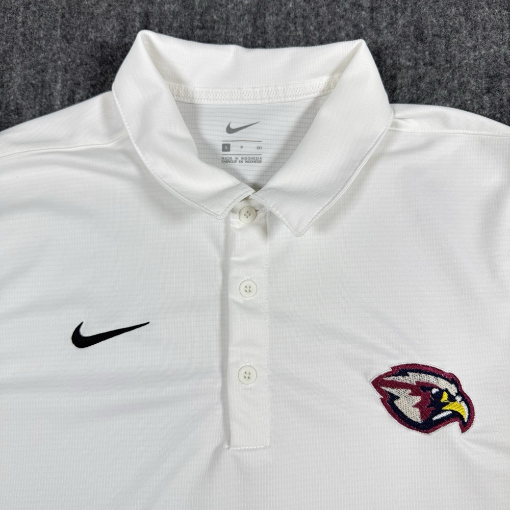 Nike Men's Small White Dri-FIT Eagles Logo Short Sleeve Performance Polo Shirt